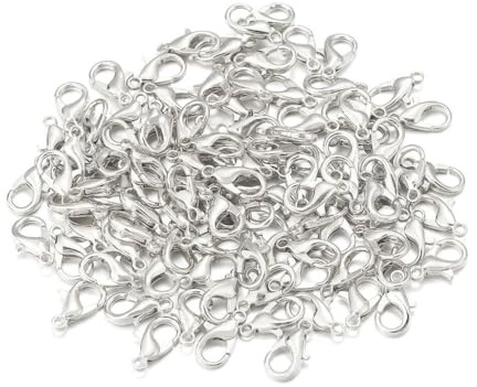 Qiantull 100 stycken karbinhake, smyckeslås smycken, karbinhake, lås, karbinhakar, pysseltillbehör för gör-det-själv smyckestillverkning, halsband, armband, örhänge silver 14 x 7 mm