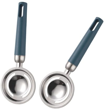 Mobestech Separatore di Uova in Acciaio Inossidabile Manico in Pp 2 Pezzi, Facile da Usare e Conservare, Design a Doppia Fessura per Separare Albume e Tuorlo in Cucina