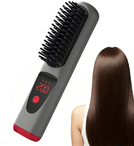 Plancha Para El Pelo Portátil | 4 Niveles Recargable Pantalla LED Cerámica Sin Cable Peine,Herramientas Para Peinado | Para Viaje Secado Vacaciones Salón Hogar Boda Spa Fiesta