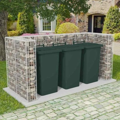 Gabione Mülltonnenbox für 3 Tonnen U-förmig Stahl 250x100x120cm Müllbox