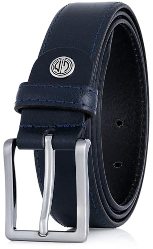 LINDENMANN Ledergürtel Herren/Gürtel Herren, Rindledergürtel XL bombiert, dunkelblau, Größe/Size:115, Farbe/Color:blau