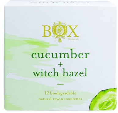 BOX Naturals Cleansing Towelettes 12 Pack (Cucumber + Witch Hazel) For Face and Body - Wet Wipes