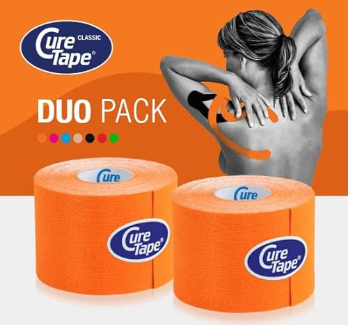 CureTape® Classic Kinesiotapes | 2 Kinesiologie Tape Rollen (5 cm x 5 m) | Vorteilsset | Hautfreundliche Kinesiotape | Wasserfest & Latexfrei | MDR-Geprüft | Orange