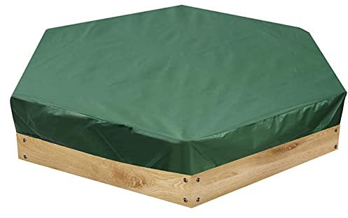 XHDZSW Sandlådeskydd hexagon vattentätt sandpitskydd dammtätt skydd, sandlådeskydd, med dragsko vattentätt dammsäkert UV-skydd (grön, 180 x 150 cm)
