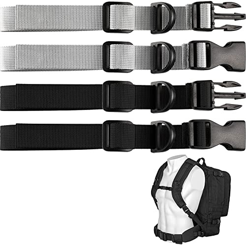 SHULLIN 2 Stück Verstellbarer Brustgurt Nylon Brustgurt mit Schnalle | Rucksack Brustgurte Brustgurt für Rucksack Schnellverschluss Rucksackgurt Universal Brustgurt für Rucksack(schwarz ,grau)