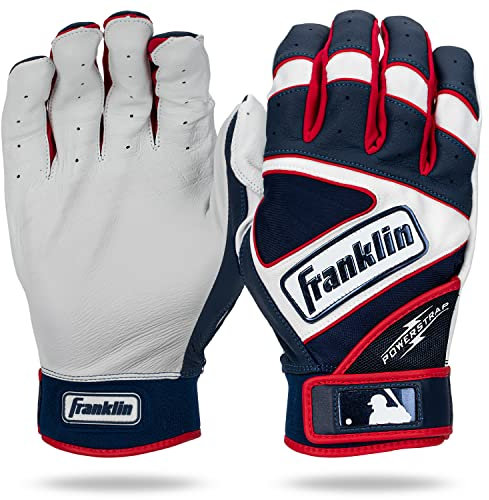 Franklin Sports MLB Schlaghandschuhe - Powerstrap Hi-Lite Erwachsene Herren + Jugend-Schlaghandschuhe Paar - Baseball + Softball Schlaghandschuhe - USA - Erwachsene Größe L