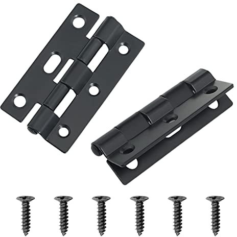 ITROLLE Lot de 2 charnières de porte décalées noires de 75 x 44,5 x 1,8 mm pour placard, armoire, meubles de maison, quincaillerie de porte pliante avec vis, noir