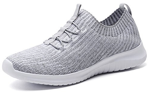 TIOSEBON Women's Lightweight Casual Walking Athletic Shoes Breathable Running Slip-On Sneakers for Jogging Workout Soft Shoes US 8.5 Gray