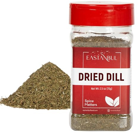 Eastanbul Dill Weed, 2.5oz Dried Dill Weed, Eneldo En Povlo, Pure, Freshly Cut, Sifted, Mediterranean Seasoning, Exquisitely Fragrant, Pairs with Salads, Dips, Soups, Seafood and More
