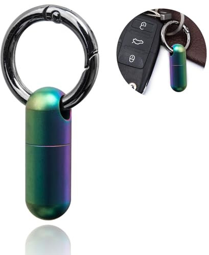 Titan Tablettendose für Unterwegs, Pillendose aus Titan Schlüsselanhänger Pillenhalter,Wasserdichter Kapsel Pillendose Tragbare Notfallkapsel mit Schlüsselring für Reise Camping Angeln Speicherung