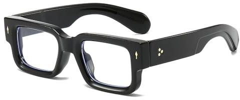 YAMEIZE Rettangolari Occhiali Luce Blu Uomo - Donna Quadrati Piccoli Occhiali Anti Luce Blu Occhiali Filtro Luce Blu Occhiali per Computer (Nero Chiaro)