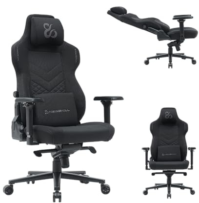 NEWSKILL Banshee Pro – Silla Gaming con Reclinación 180°, Reposabrazos 4D, Soporte Lumbar, Tela Transpirable, Color Negro