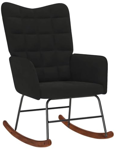 vidaXL Sedia a Dondolo Nera in Velluto, sedia, sedia da salotto, sedia rilassante, sedia a sdraio, posti a sedere, dondolo, sedia relax