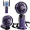 Pulselala Ventilador Mini Portátil, Recargable Tipo-C, con Batería 4000mAh, Pantalla Digital, Plegable 90°, 5 Velocidades, 3 en 1 (Mano/Cuello/Mesa) – Ideal para Maquillaje o Uso Diario (Púrpura)