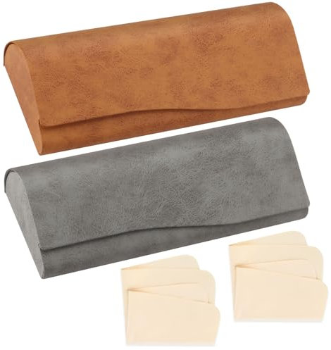 JIASI&JIESY 2 Pièces Étui lunettes Rigide en Cuir Synthétique, Portable Boite Lunettes Rigide Fermeture Magnétique, avec Chiffon en Microfibre, pour Femmes Hommes Soleil Lecture
