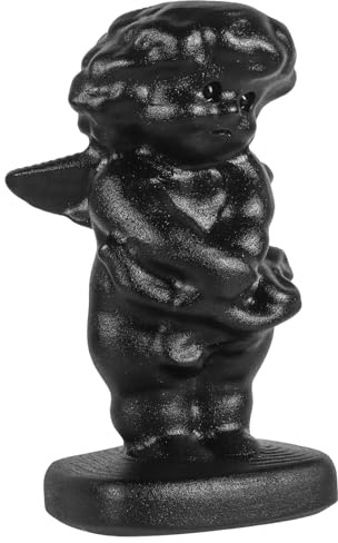 mookaitedecor Schwarze Obsidian Kristall Amors Engel Figur Edelstein, Hand geschnitzt Stein Statue Skulptur Kristalle und Heilsteine für Büro Heimdekoration