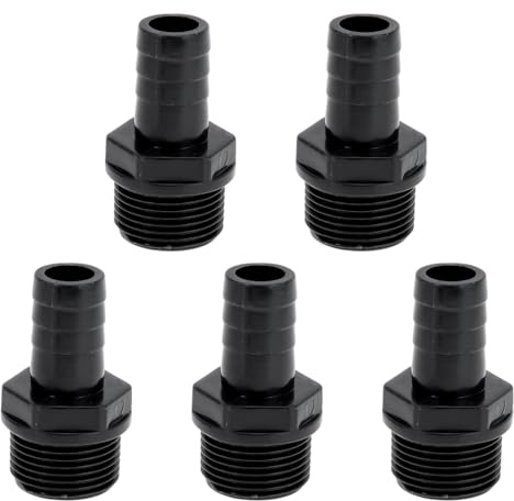 Hihaha Hose Barb Fitting 5/8 3/4BSPT Male Thread Straight Pipe Connector 5 Pcs