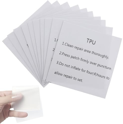 OHREN 10 PCS Autocollants Imperméables TPU Kit de Réparation Gonflable, Patchs de Réparation pour Piscine et Vinyle pour Piscine Gonflable et Bouée (7cm x 7cm) (Transparent)