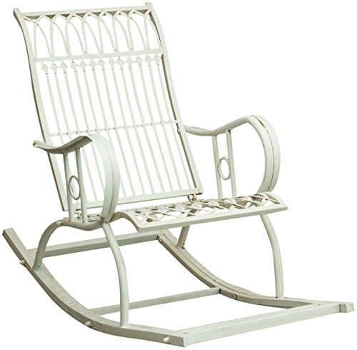 Biscottini Schaukelstuhl 127 x 90 x 64 cm | Stuhl aus Schmiedeeisen | Schaukel aus Eisen | Sessel mit Armlehnen für den Garten | Liege aus Metall | Outdoor-Stühle schwingend Balkon