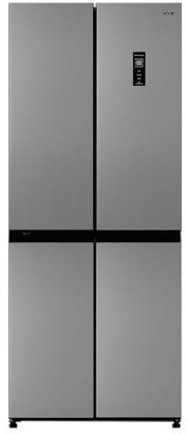 HYE American Fridge Freezer, 418L Freestanding Double Door Fridge Freezer with Fast Freeze, LED Lighting & Adjustable Shelves – Silver, No Frost, Quiet 40dB - RF01AMCD430S03