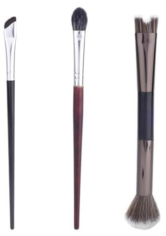 3pcs Ensemble Pinceaux Contour Nez, 2 en 1 en Forme de U Duveteux et Incliné pour Sculpter Mettre Valeur et Estomper Maquillage Outil Maquillage pour Débutants Professionnels