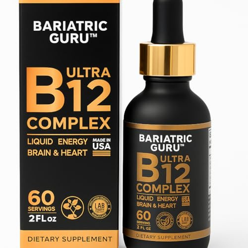 Bariatric Guru Ultra Vitamin B12 Complex Liquid Drops, B12 Sublingual Complex, B12 Vitamin 1000mcg - B12 Methylcobalamin for Energy, Brain & Heart Support