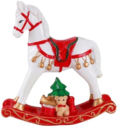 LOVIVER Kleines Weihnachts-Schaukelpferd-, Schaukelpferd-Skulptur, Miniaturfigur für den Schreibtisch, Arbeitsplatte, Hochzeitsladen, Schrank, Rot