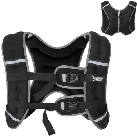 Novonova Gilet Lesté avec Bordures Réfléchissantes, Gilet Leste Équipement de Sécurité Sportive avec Sangles Ajustables Ergonomique, Veste Lestée Résistant Noir, Gilets Poids Musculation 3/5/8/12KG