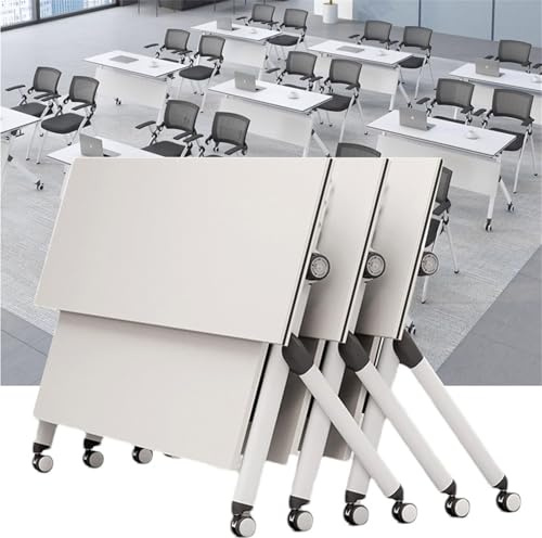 Tragbarer Klapptisch, 47 cm mobiler Konferenztisch mit feststellbaren Rollen und Klappplatte für platzsparende Schulungs- und Besprechungsräume