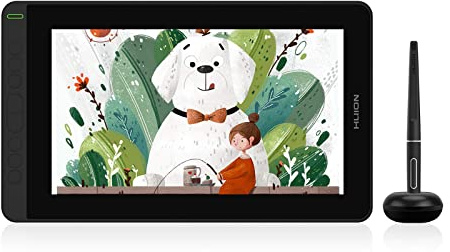 HUION Kamvas 12 Tablette Graphique de Dessin 11,6 avec écran, Stylet sans Batterie (Inclinaison de ± 60 °), 8 Touches Express, pour Windows/Mac/Android/Linux