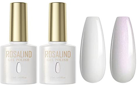 ROSALIND UV Nagellack Weiß Glitzer Gel Nagellack 15ml Starterset UV LED Soak Off Nail Gel Polish Set