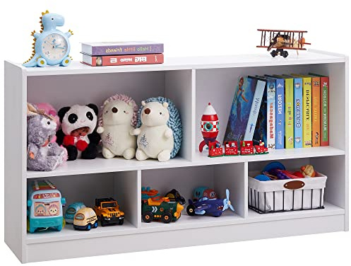 TOYMATE Toy Organizers and Storage, 5-Section Kids Bookshelf for Organizing Books Toys, School Classroom Wooden Storage Cabinet for Children's Room, Playroom, Nursery