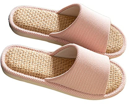 AioTio Confortable Lin Intérieur Pantoufles - Respirant et Confortable Chaussures Maison(Rose, 38/39 EU)