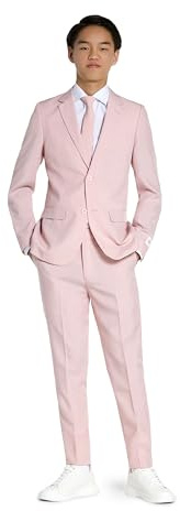 Opposuits Teen Boys Lush Blush Solid Color Suit - Prom and Wedding Party Outfit - Including Blazer, Pants and Tie - Pink - Size: 16 Years