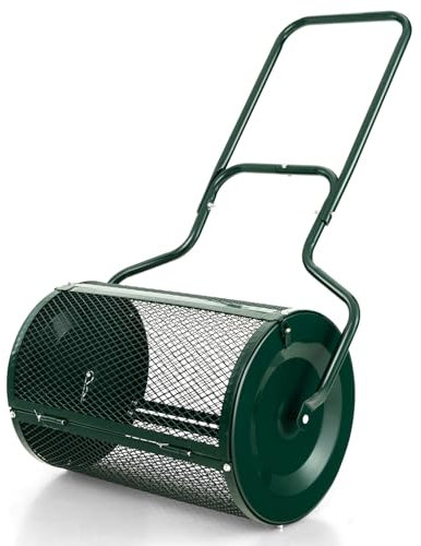 RELAX4LIFE Épandeur de Compost 75L avec Pinces Latérales et Poignée en Forme de U, Épandeur de Fumier en Maille Métallique Robuste pour la Plantation et Le Semis pour Pelouse et Jardin (75L,Vert)