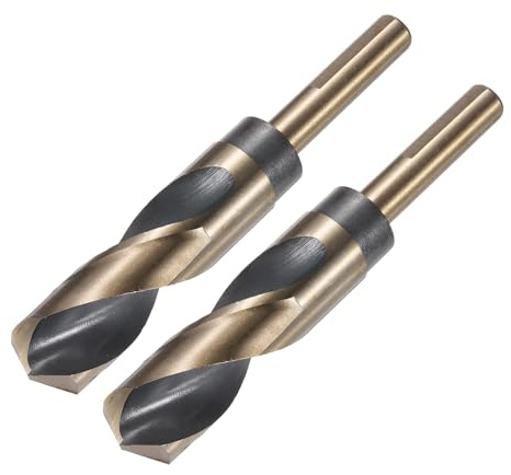 QUARKZMAN 2 Stück Spiralbohrer 25 mm Schwarz Nitrid & Gold Titanbeschichtet | Metallbohrer Länge 150mm, HSS-4341, 12,7 mm Reduzierte Schaft, für Edelstahllegierung Metall Kunststoff Holz
