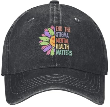 Casquette De Baseball Mental Health on The Good Bord Plat Casquettes Vintage Trucker Caps Anti UV Baseball Cap pour Camping Randonnée Running