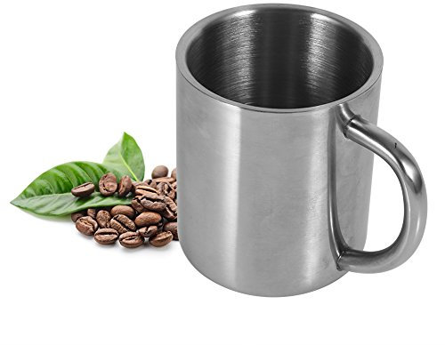 Keenso Tasses à double paroi en acier inoxydable tasse à thé 220ml portable pour boire du thé café chaud soupe au lait portable étudiant et famille tasse tasse Tasse