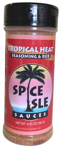 Spice Isle Sauces Tropical Heat Seasoning & Rub – 6.35 oz Spicy Caribbean Seasoning with Tamarind & Peppers Sweet Bold Flavor | Authentic Island Blend | All-Purpose Rub | No MSG | Grill & Roast Favorite