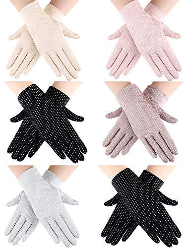SATINIOR Women's Summer UV Protection Gloves, 6 Pairs Touchscreen Non-Slip Sun Protective Driving Gloves, Purple, Black, Beige, Gray, Light Pink, Medium