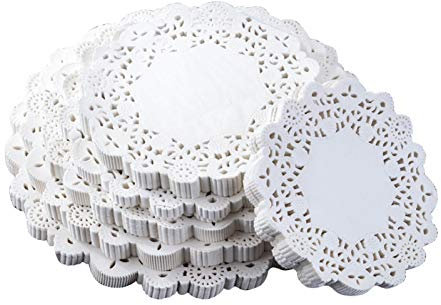 KingbeefLIU Dessous De Verre 100 Pièces Rond Papier Dentelle Napperons Gâteau Napperon Fête Mariage Cuisson Décoration 3,5 pouces