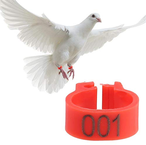100 Pcs 8MM 001-100 Numbered Pigeon Leg Rings,Plastic Pigeon Legs Rings for Pigeon Birds Finch Small Poultry (Red)