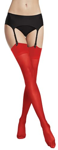 VENEZIANA NUOVA Medias para Liguero Mujer 15 DEN, Medias Nylon Transparentes y Elegantes con Acabado Mate, Punta Reforzada, Elásticas y Resistentes, Made in Italy - Rojo M