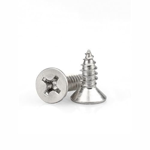 Tornillo de madera de acero inoxidable M3, cabeza plana Phillips, 3,0 x 10 mm, 304 tornillos de madera, 100 piezas, avellanado endurecido multiusos y rendimiento Elite para bricolaje y carpintería