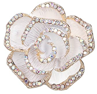 Broche Broche, Broche Fleur en Forme de Camélia Élégante Broche Ornée Exquise pour Femmes Vêtements Foulard en Soie Décoration Cadeau(blanche)