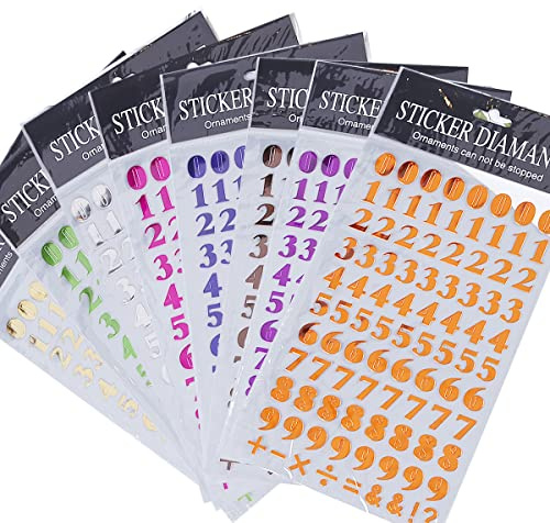 ZOOMPIL Zahlen Aufkleber Sticker, 10 pcs Bunte Nummer Aufkleber, für Greeting Cards Scrapbooking Photo Album Diary Manual Craft Decoration (10 Farbe)