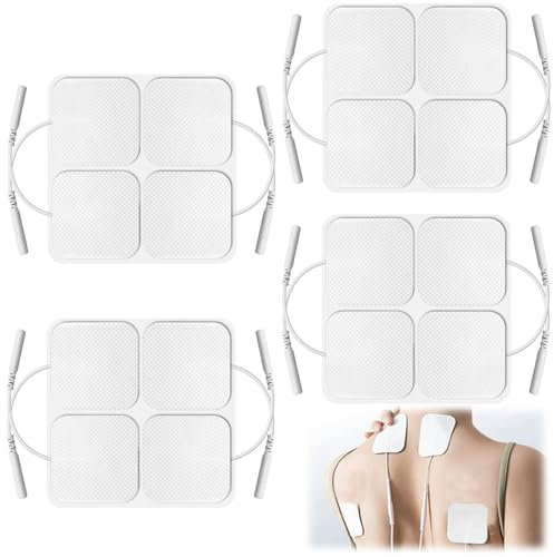 Erzekrim TENS Gerät Elektroden Pads 5 X 5 cm Elektroden-Nachkaufset 16 Stücke TENS-EMS Elektroden-Pads Wiederverwendbare Klebeelektroden mit 2mm Steckanschluss für TENS Geräte & EMS Traine (5 * 5cm)