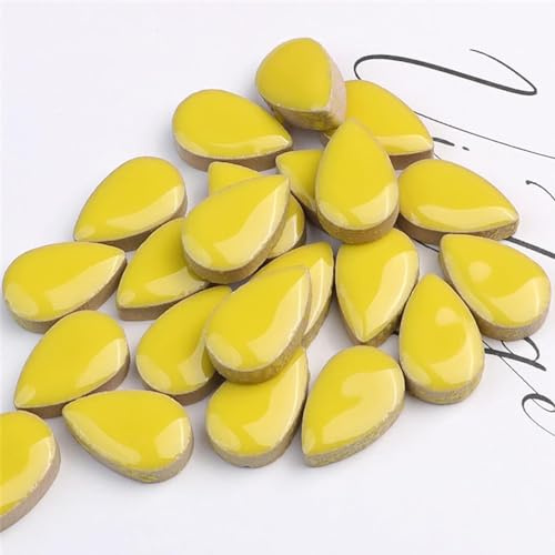 500g Raindrops Ceramics Mosaic Tiles for DIY Crafts Home Decoration, 1.2 x 1.9 cm DIY Mosaic Tile Kits for Craft Plates Flowerpots Vases Cups Mosaic Making Supplies Art Projects (Yellow)