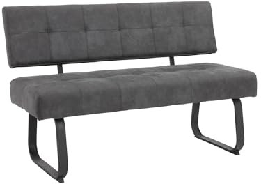 möbelando Essbank >Laila-I< in Vintage Anthrazit, Metall/Polyester - 140x90x64cm (BxHxT)
