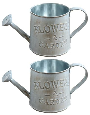 Amosfun Retro Flower Bucket Flowerpot Iron Flower Bucket Storage Container for Artificial Flowers Home Patio Bedroom Living Room Balcony Store Office Decor 7.48 X 3.54 X 3.54 in 2 Pack